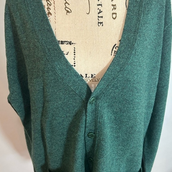 Men's Classic Green Cardigan Sweater 100% Lambs wool XL - Picture 2 of 7